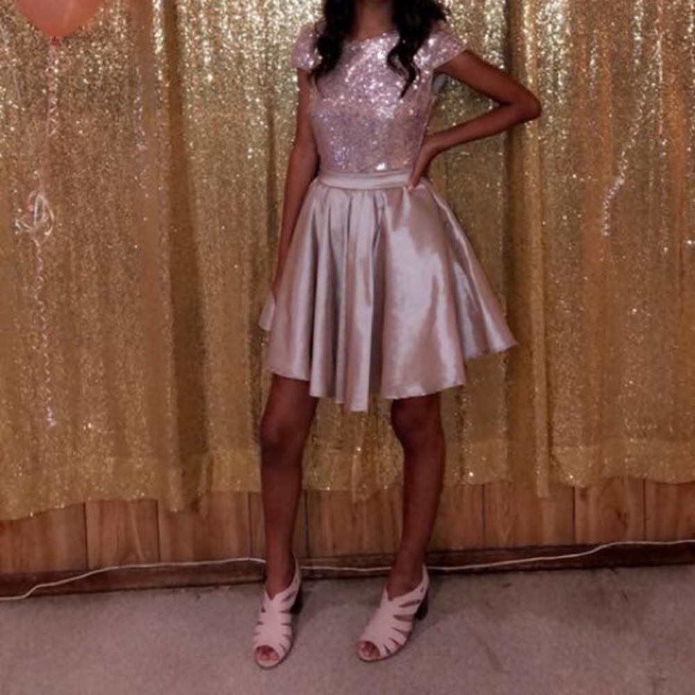 Light Gold Sequin Party Dress